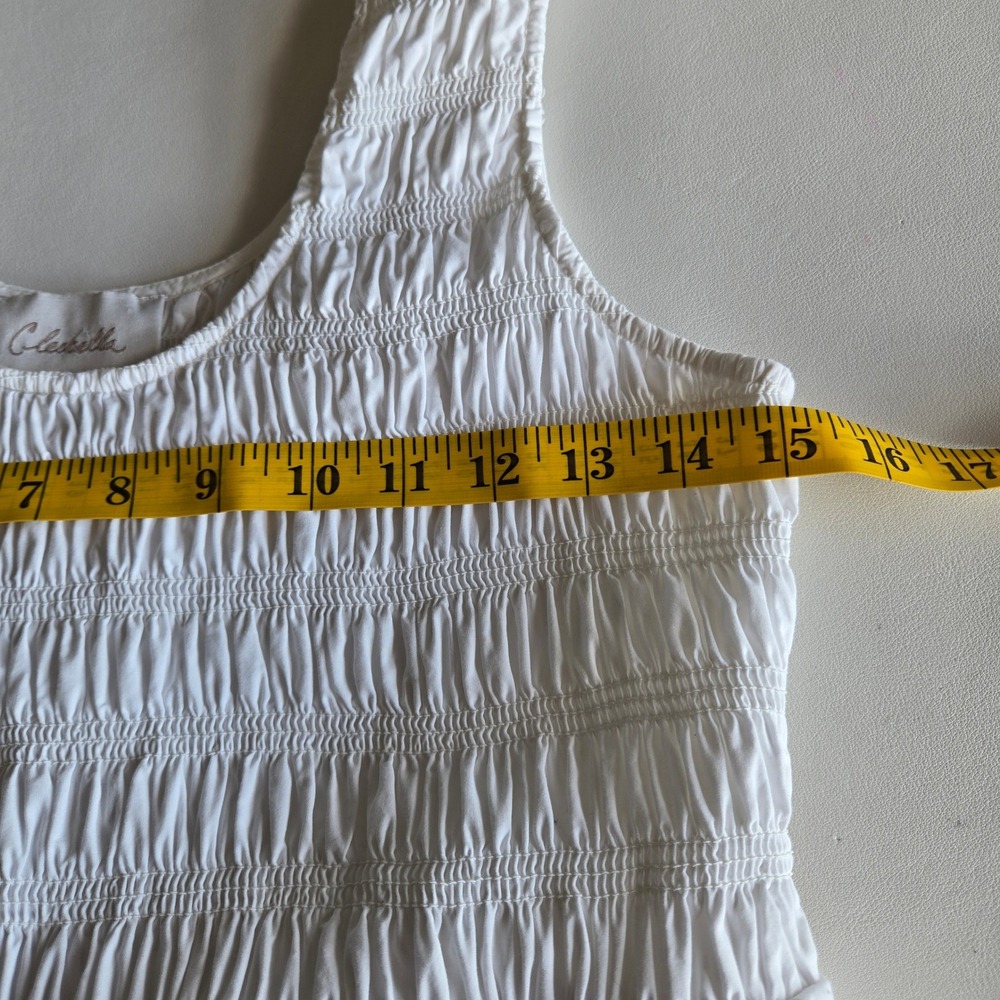 Cleobella Kaiya White Smocked Tiered Midi Dress Size M Boho Cottagecore Romantic - Picture 8 of 10